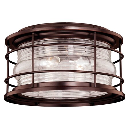 Vaxcel Hyannis Bronze Coastal Round Outdoor Flush Mount Ceiling Light Clear Glass T0166