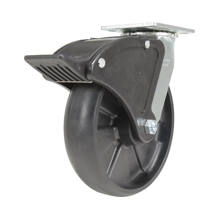 Vestil Glass Filled Nylon Swivel With Total Brake Caster 8 In. Diameter x 2 In. Width 1250 lb Black CST-VE-8X2GFN-SWTB