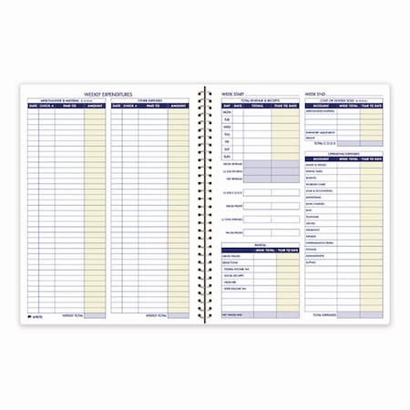 Adams Business Forms Weekly Bookkeeping Ledger, Columns Vary By Section, Royal Blue Cover, 11 x 8.5 Sheets AFR70