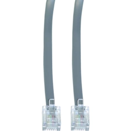 Cable Wholesale Telephone Cord (Data), RJ11, 6P / 4C, Silver Satin, Straight, 1 foot 8101-64101