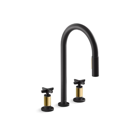Kohler Billet Pull-down kitchen sink faucet with two-function sprayhead 28671-3-BMB