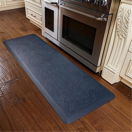 Wellnessmats Estates Bella Kitchen Mat - Lagoon- 6 L x 2 W ft. EB62WMRBGRY