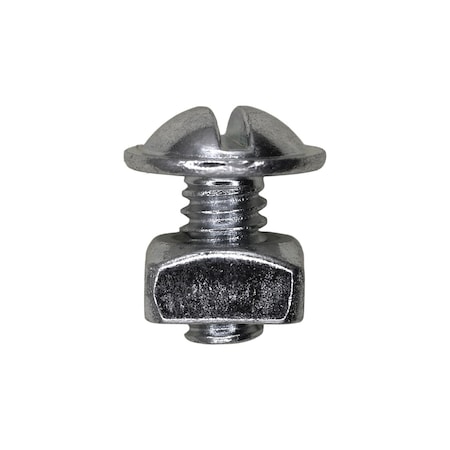 Auveco Slotted Round Washer Head License Plate Screw with Square Nut 1/4-20 x 1/2in, 100PK 23503