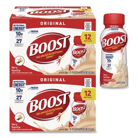 Boost Original Nutritional Drink, Very Vanilla, 8 oz Bottle, 24PK ZHC02802