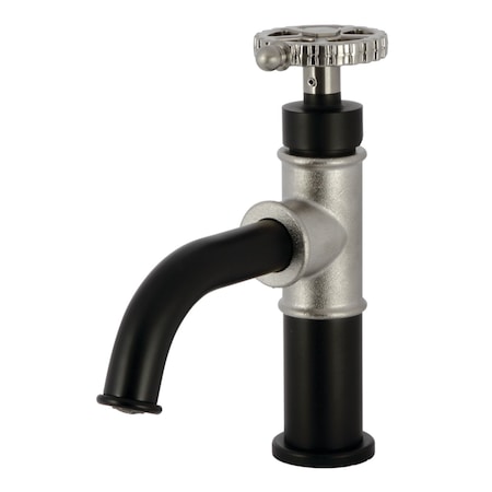 Kingston Brass One-Handle Single-Hole Bathroom Faucet with Push Pop-Up Drain, Matte Black/Brushed Nickel KS2828CG