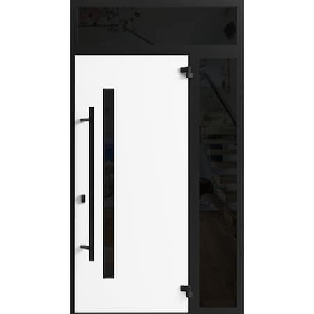 Vdomdoors Front Exterior Prehung Steel Door Ronex0162 Red Oak Sidelight and Transom Window Sidelite Entry RONEX0162EXD-RED-W36+14 X H80+16-LH-I