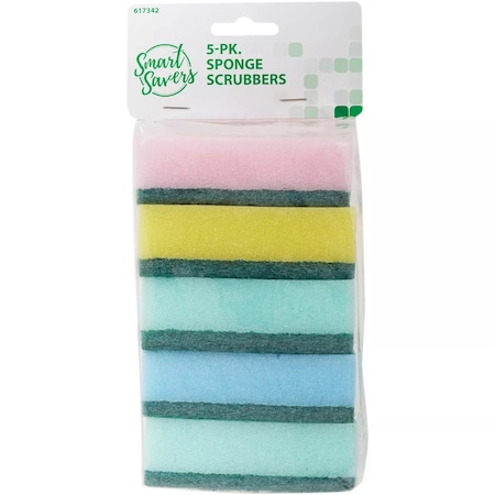Smart Savers 3.7''x2.36'' Scrub Sponge, 5PK HV265(PBH)
