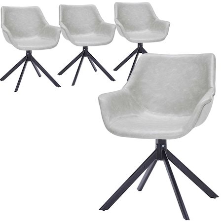 Leisuremod Markley Swivel Leather Dining Arm Chair with Iron Legs, 4PK ESCBL-26-LGR4