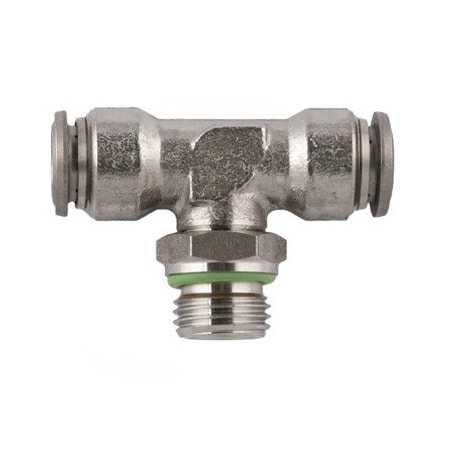 Usa Industrials Push to Connect Tube Fitting, Stainless Steel, Male Branch Tee Swivel, 4mm Tube OD x 1/8in ZUSA-TF-PTC-SS-120