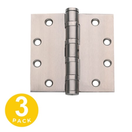 Global Door Controls 4.5 in. x 4.5 in. Commercial Full Mortise Square Corner Door Hinge with Fixed Pin - Pack of 3 CSH4545BBNRP32D-3