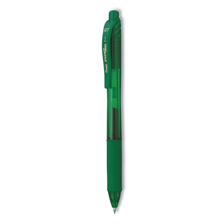 Pentel EnerGel-X Gel Pen, Retractable, Medium 0.7 mm, Green Ink, Translucent Green/Green Barrel, 12PK BL107-D