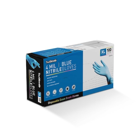 Raxwell Blue Nitrile Examination Gloves, 4 mil, X-Large, 100PK RX3014