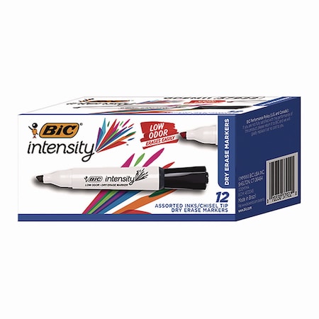Bic Intensity Low Odor Chisel Tip Dry Erase Marker, Broad Chisel Tip, Assorted Colors, 12PK GDEM11MA-AST