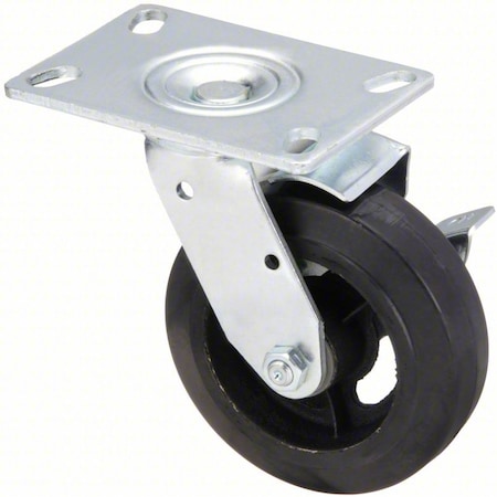 Zoro Select Plate Caster, 410 lb. Load, Black Wheel P21S-RY060R-16-WB-DL