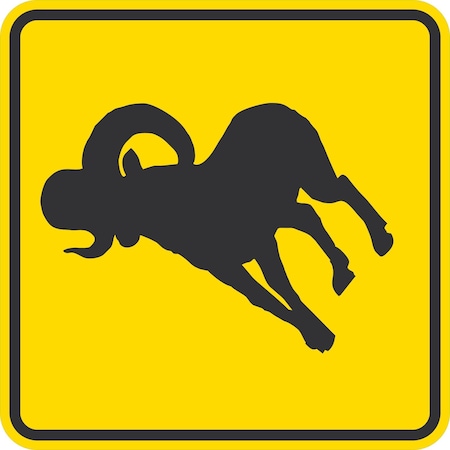 Lyle Bighorn Sheep Graphic, 24x24, Non-Reflective, Yellow G-13416-NA_24x24