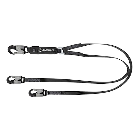 Safewaze PRO-Shield 6ft Energy Absorbing Lanyard: Dual Leg, Alu Snap Hooks 024-2141