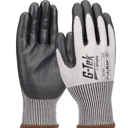 G-Tek Seamless Knit PolyKor Blended Glove w/Foam Nitrile Coated Grip on Palm&Fingers, Touchscreen, 12PK 215661