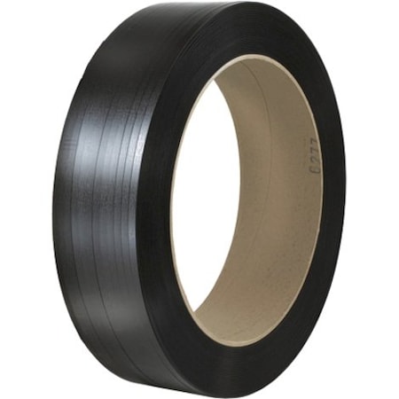 Partners Brand Polyester Strapping, Smooth, 16" x 3" Core, 1/2" x 3600', Black, PK2 PS4220