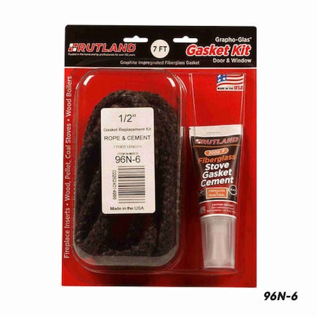Rutland Grapho-Glas Stove Gasket Kit , 1/2in x 7ft Rope 96N-6