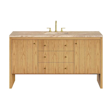 James Martin Vanities Hudson 60" Single Vanity, Light Natural Oak, w/ 3 CM Tajnar Eclos Top w/FreePower Wireless Charger 435-V60S-LNO-FTJR