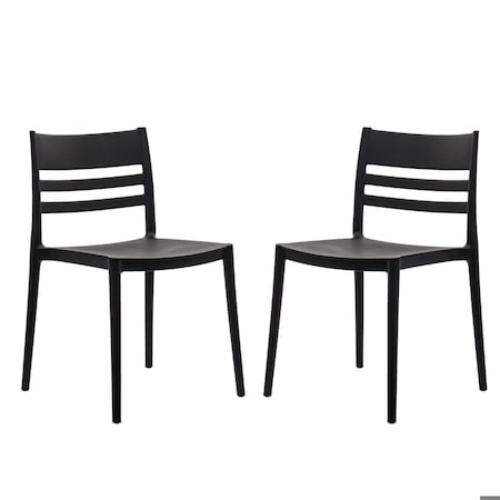 Flash Furniture Bridgeport Indoor-Outdoor Stacking Patio Chairs w/Slatted Backrest, All-Weather Resin Chairs, 2PK 2-DHF-317-APP-BLK-GG