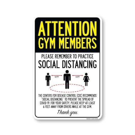 Signmission Public Safety, Gym Members Practice Social Distancing, 18in X 12in Aluminum, OS-NS-A-1218-25394 OS-NS-A-1218-25394