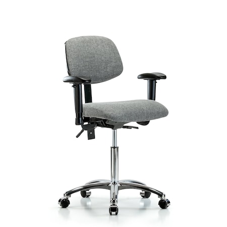 Blue Ridge Ergonomics Chair, Fab, Med Bench, Chr Tilt AA Cast Gry, 6-Way Adjustable, 22" to 29" Height, Gray BR-FMBCH-CR-T1-A1-NF-CC-F44