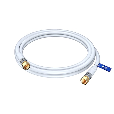 Maximm RG6 Coaxial Cable, White, 6 Foot) RG6-6FTSTRIAGHTWhite