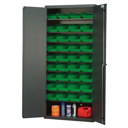 Quantum Storage Systems BEIGE SPECIALTY CABINET W/36 GREEN BINS QPR-BG-107GN