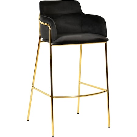 Leisuremod Axis Velvet/Polyester/Leather Bar Stool - Stainless Steel Base, Low Back & Armrests ACG29BL