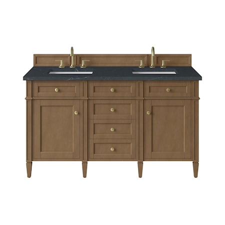 James Martin Vanities Brittany 60" Double Vanity, Pecan w/ 3 CM Charcoal Soapstone Silestone Top 655-V60D-PCN-3CSP