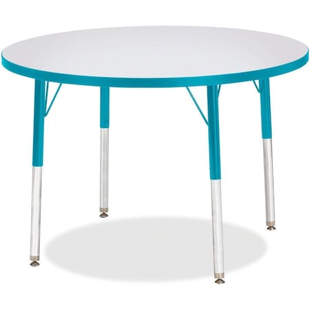 Jonti-Craft Berries Round Activity Table, 36 in. Diameter, A-height, Freckled Gray/Teal/Gray 6488JCA005
