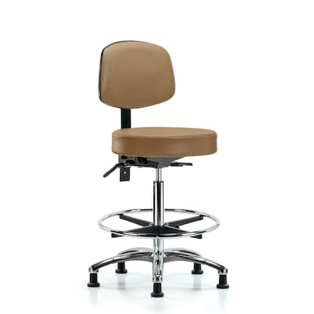Blue Ridge Ergonomics Ben Stool, Hi, Vinyl, Bk, CF, Gld, Taupe BR-VHBST-CR-T1-CF-RG-8584