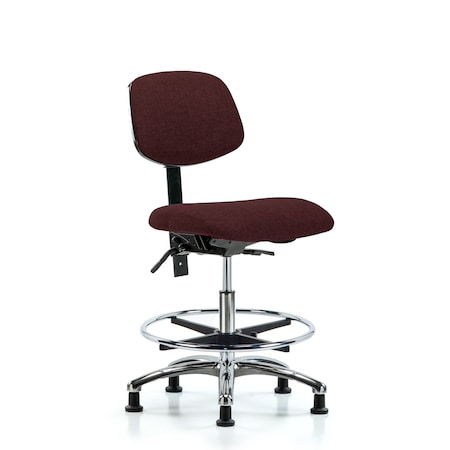 Blue Ridge Ergonomics Chair, Fabric, Med Bench, Chr CF Glides, Bur, No Arms, 22" to 29" Height, Burgundy BR-FMBCH-CR-T0-A0-CF-RG-F41