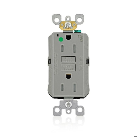 Leviton AFCI Receptacle 15A HG/TR Gray AFTR1-HGG