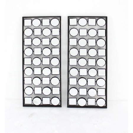Homeroots Set of Two 30" X 12" Bronze Mirrored Metal Abstract Wall Decor, 2PK 274505