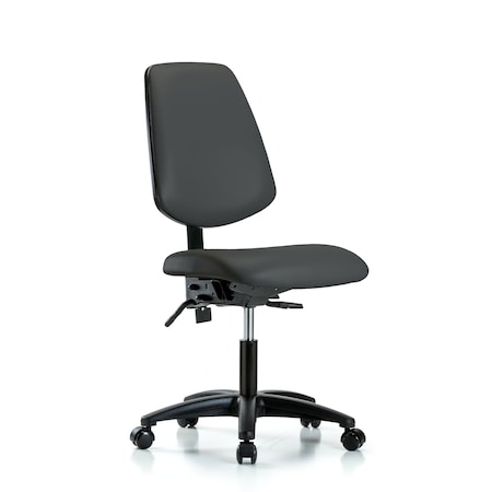 Blue Ridge Ergonomics Desk Chair No Arms, 18" to 23" Height, Vinyl, Charcoal BR-VDHCH-MB-RG-T1-A0-RC-8605