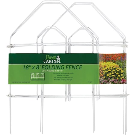Best Garden 8 Ft. White Galvanized Wire Folding Fence 718272