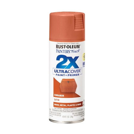 Rust-Oleum Painter's Touch 2X Ultra Cover Spray Paint, Cinnamon, Satin, Solvent, 12 Oz 334061