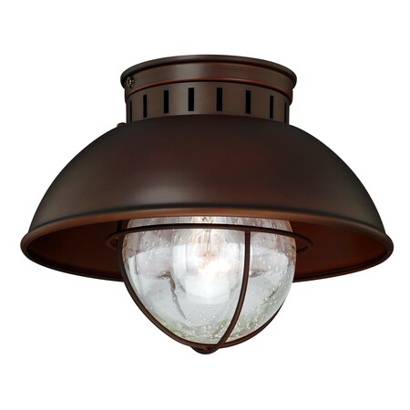 Vaxcel Harwich Bronze Coastal Barn Dome Outdoor Flush Mount Ceiling Light Clear Glass T0143