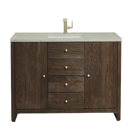 James Martin Vanities Gracyn 48 in. Single Vanity, Sable, w/ 3 CM Victorian Silver Quartz Top D125-V48-SBL-3VSL