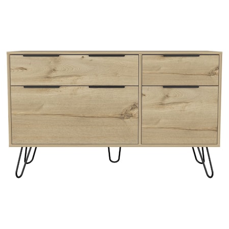 Homeroots 47" Natural Four Drawer Double Dresser 543995