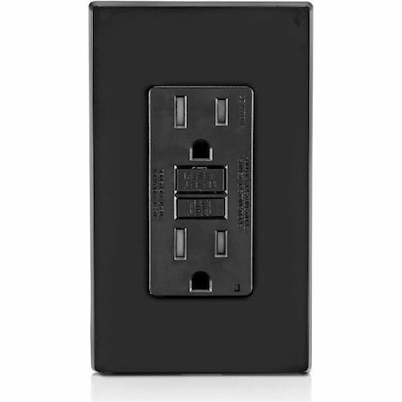 Leviton GFIRcptcl, 15A, 125VAC, Blk, Polycarbonate GFTR1-E