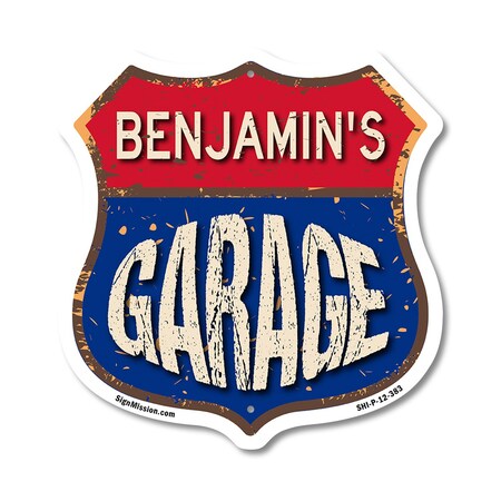 Signmission Benjamin's Garage, 12 Inch X 12 Inch, Plastic Sign SHI-P-12-383-BENJAMIN