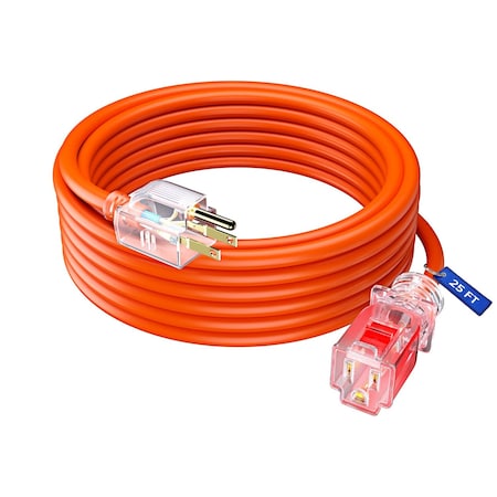 Maximm 50ft Outdoor Extension Cord, Locking Lighted, ETL, Orange LA004H-LA005ZA-50FT-ORG