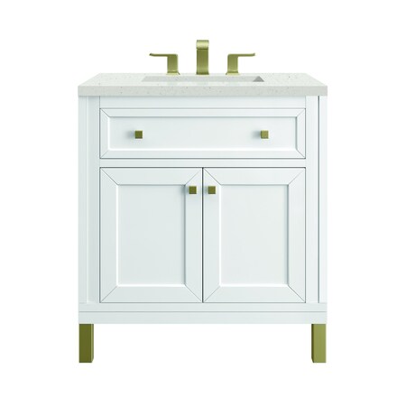 James Martin Vanities Chicago 30 in. Single Vanity, Glossy White, w/ 3 CM Lime Delight Silestone Top 503-V30-GW-3LDL