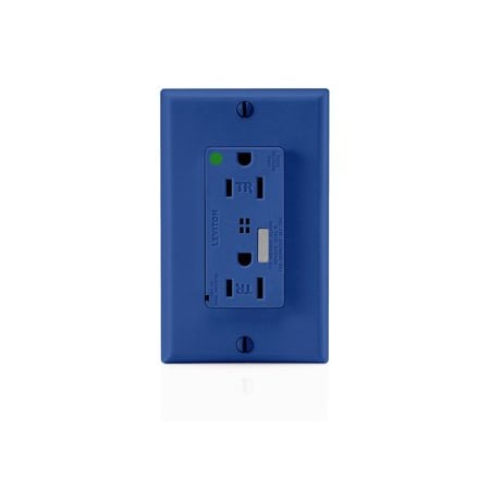 Leviton Surge Protector Receptacle, 15 Amp, 125 Volt, 5-15R NEMA, Blue T8280-B