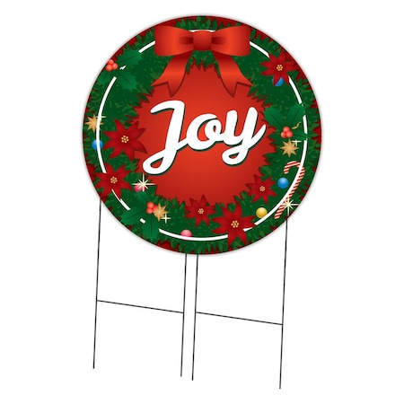 Signmission Joy Double Sided Corrugated Plastic Circle Yard Sign C-36-CIR-DS-WS-Joy