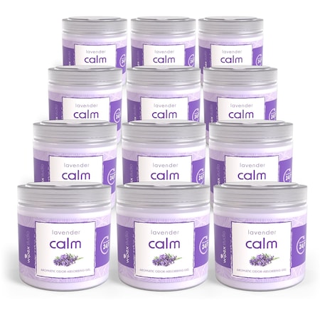 Wipex Aromatic Gel Odor Eliminator Jars, Lavender for Home, Yoga, Fitness Club, Car, 12PK WX72236OGLA-12