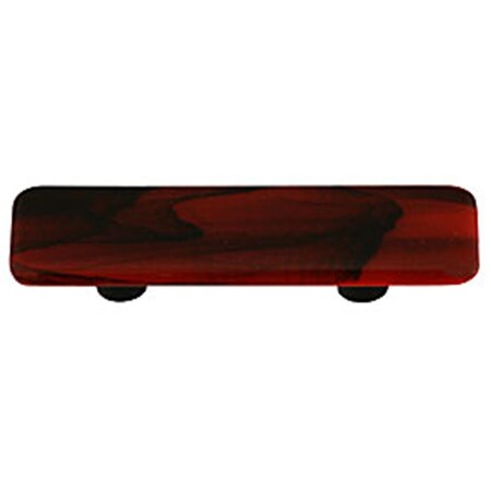 Palacedesigns Black Swirl Brick Red Rectangle Glass Cabinet Pull - Black Post PA966876
